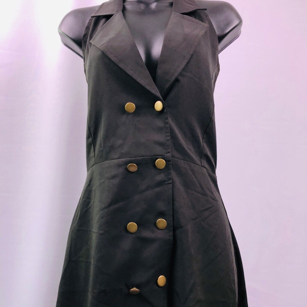 Sleeveless longline Collard shirt hi-low dress